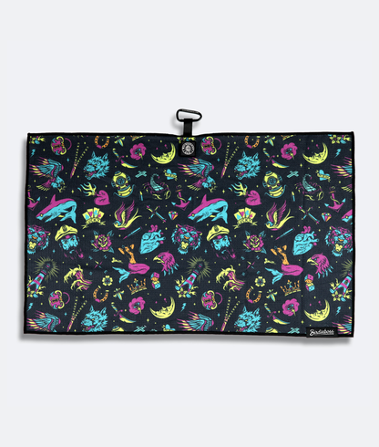 Neon Tattoo - Magnetic Golf Towel