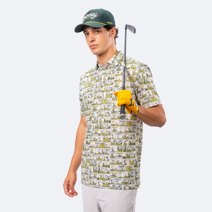 Peanuts Sunday Strip Polo Green