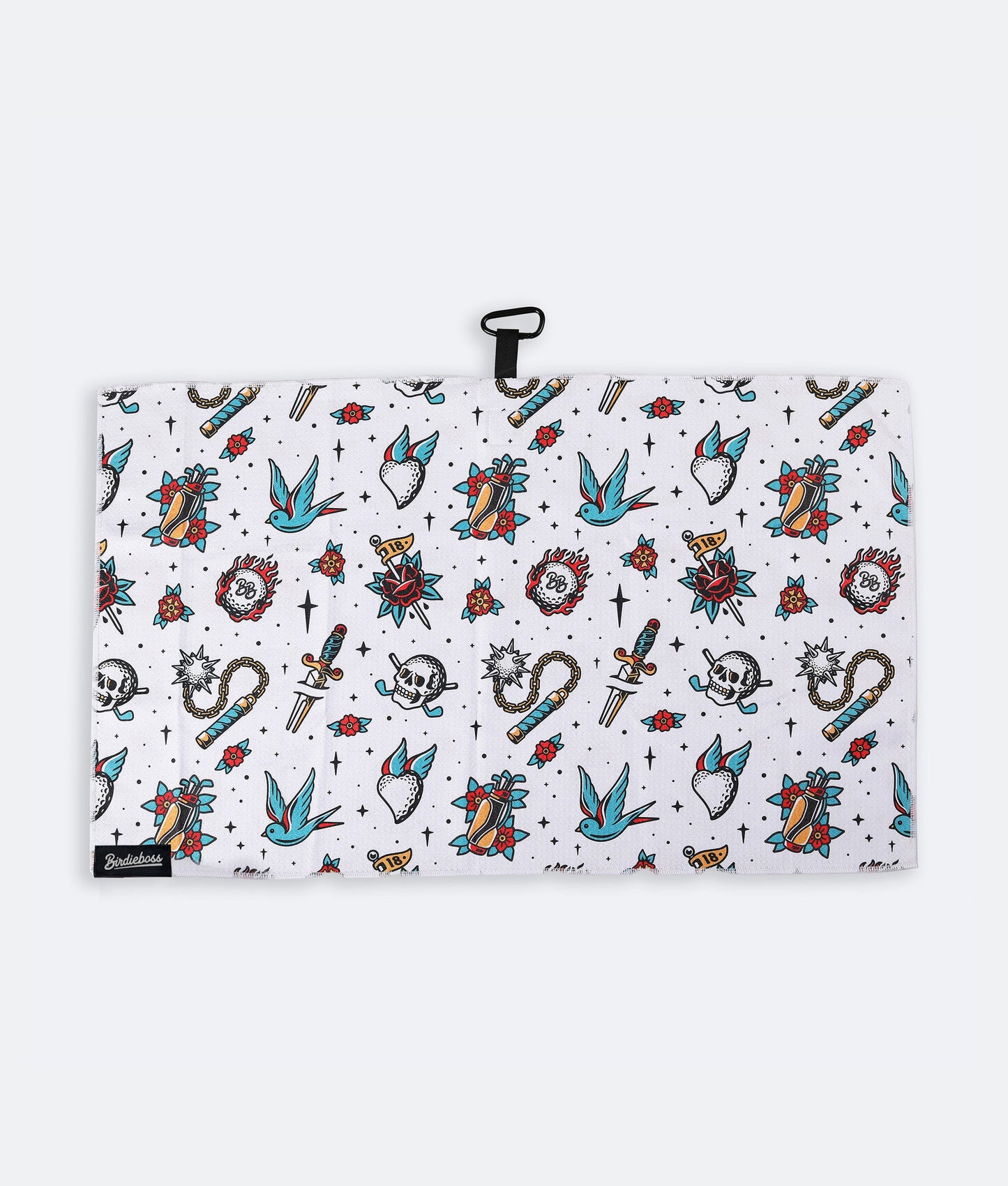 Retro Tattoo White - Magnetic Golf Towel