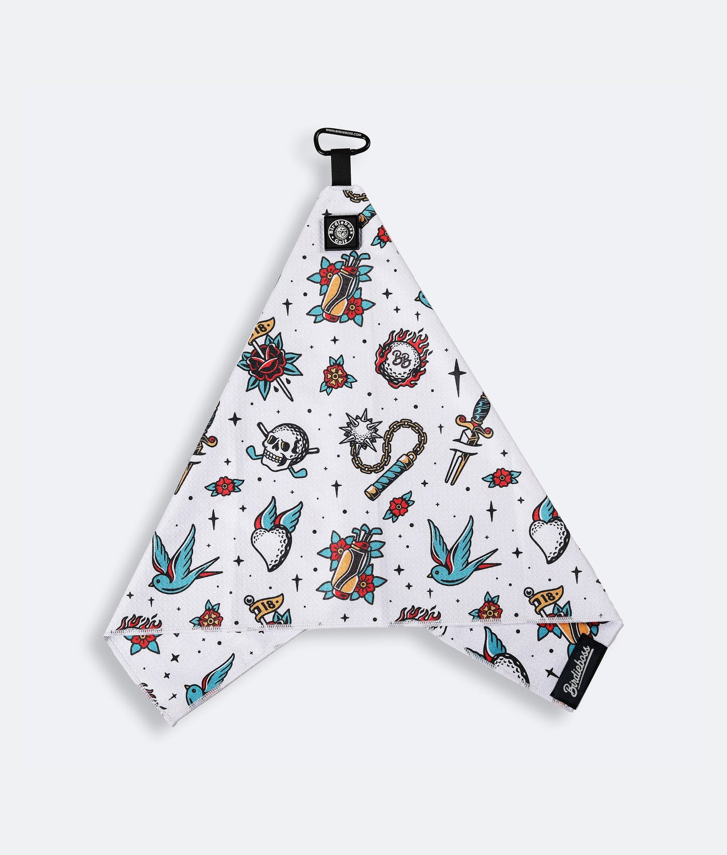 Retro Tattoo White - Magnetic Golf Towel