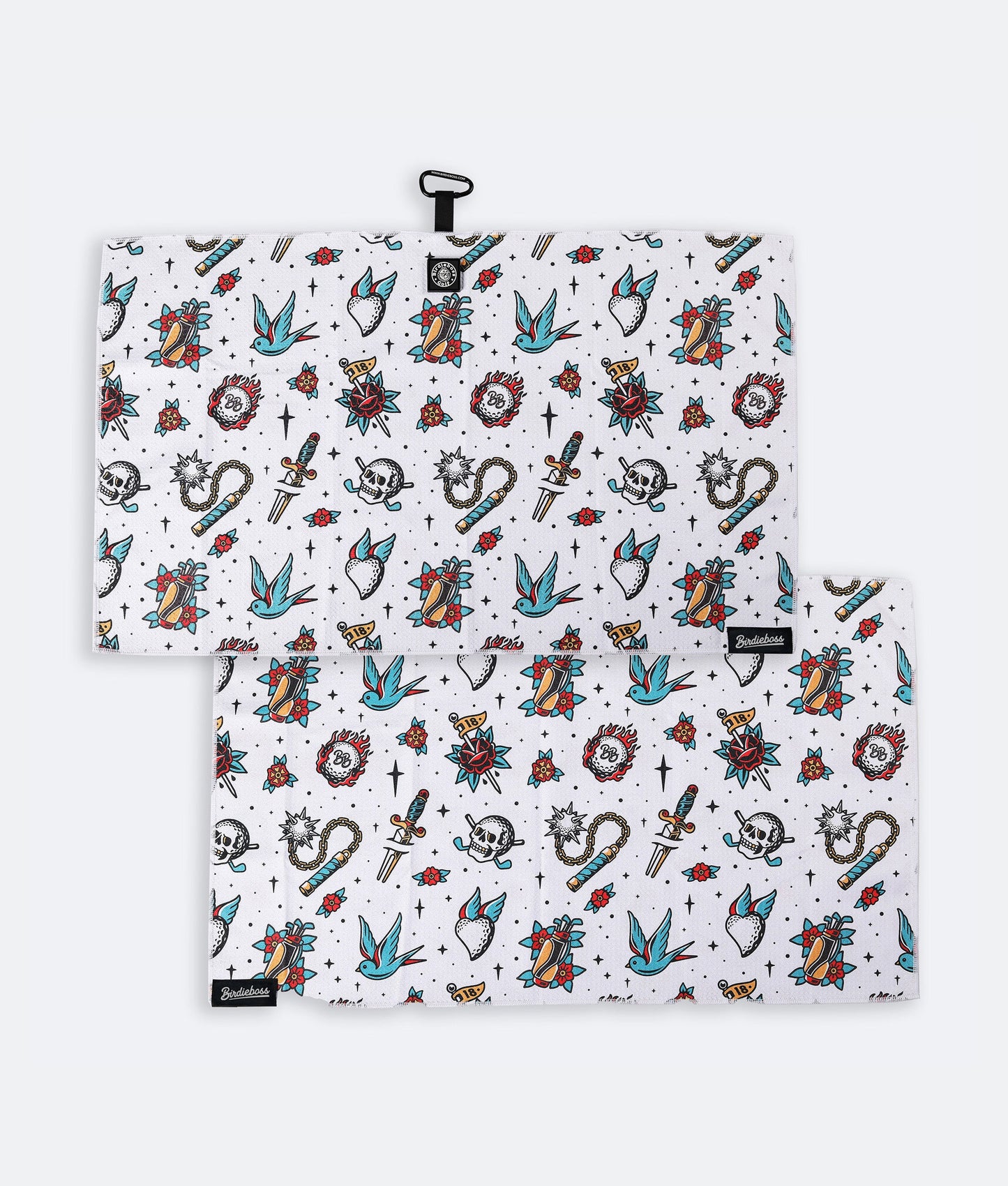 Retro Tattoo White - Magnetic Golf Towel