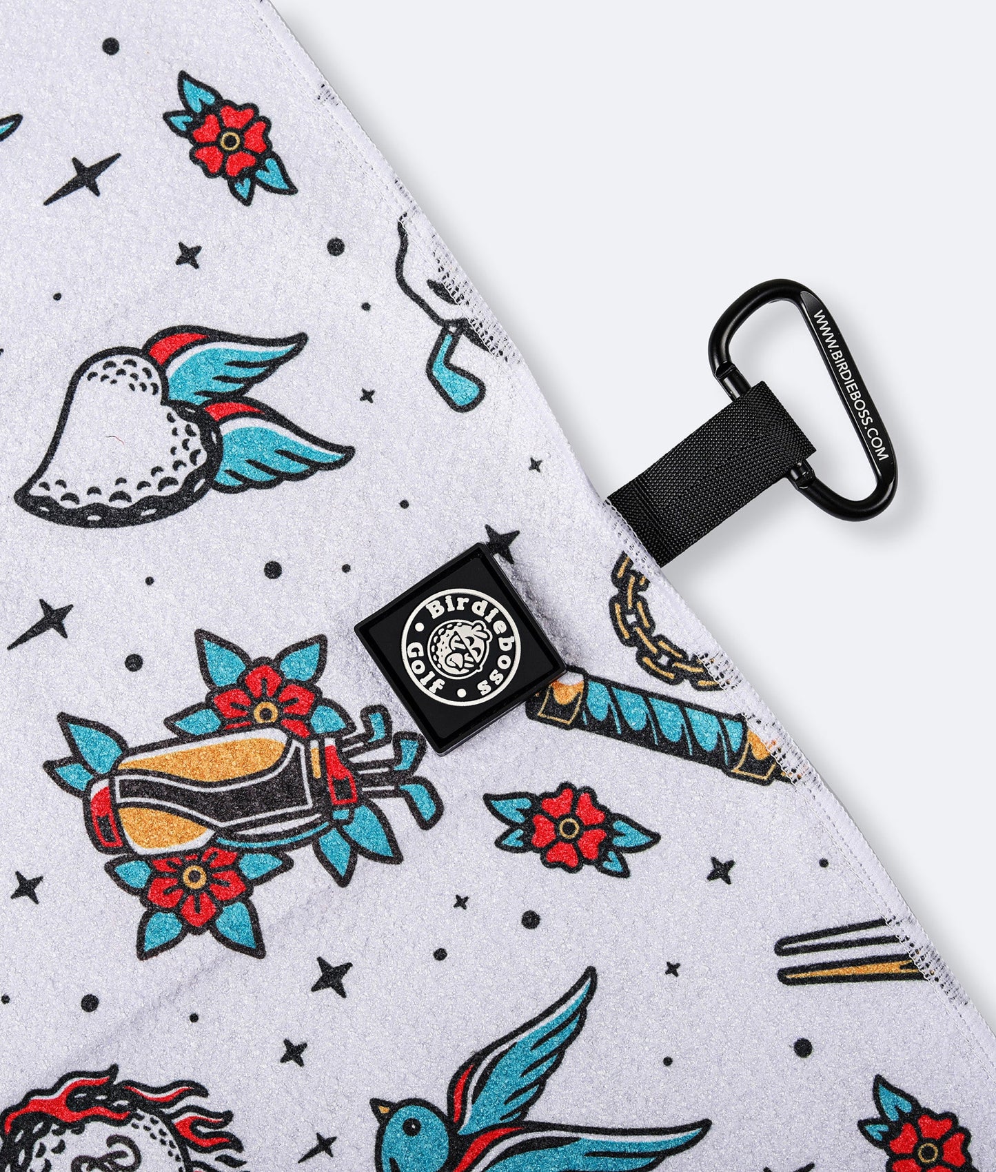 Retro Tattoo White - Magnetic Golf Towel
