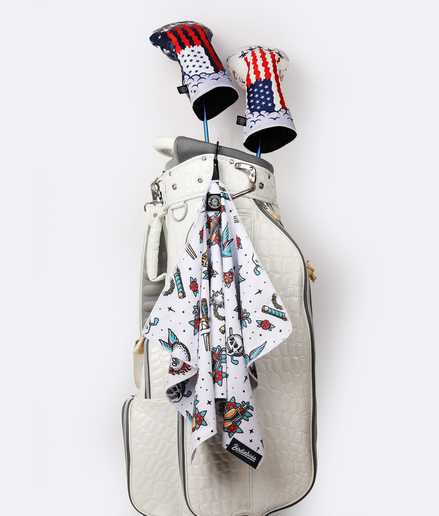Retro Tattoo White - Magnetic Golf Towel